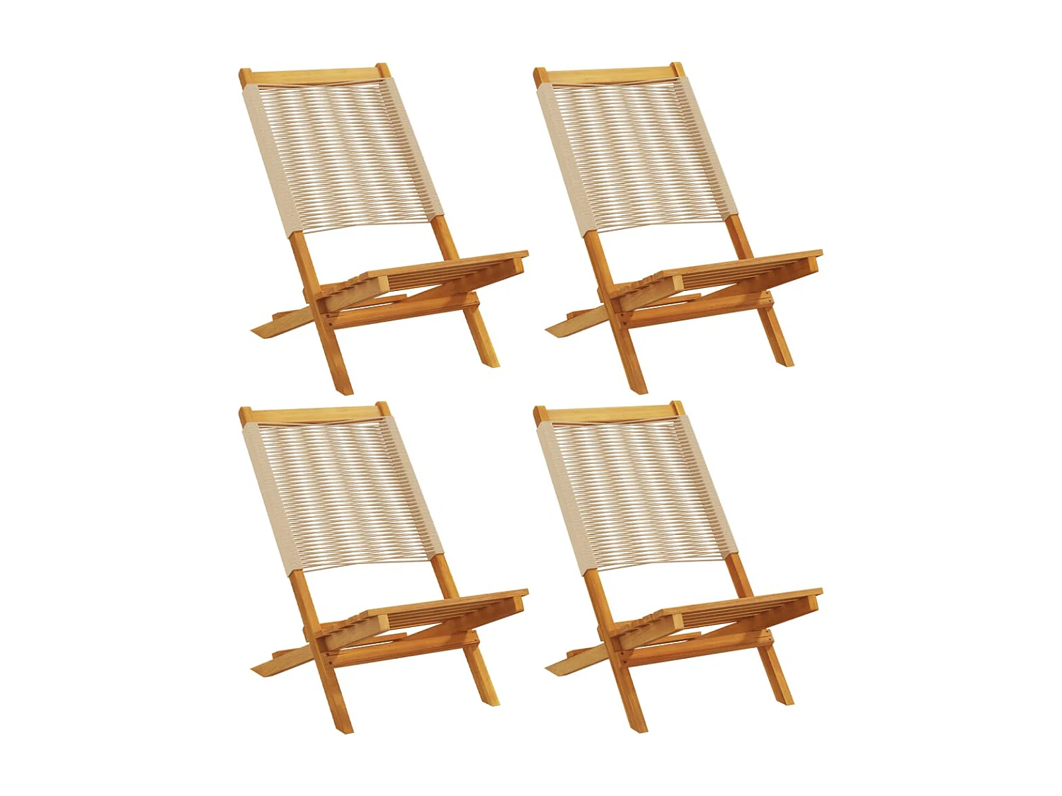 Chaises de jardin pliantes lot de 4 beige bois d'acacia massif