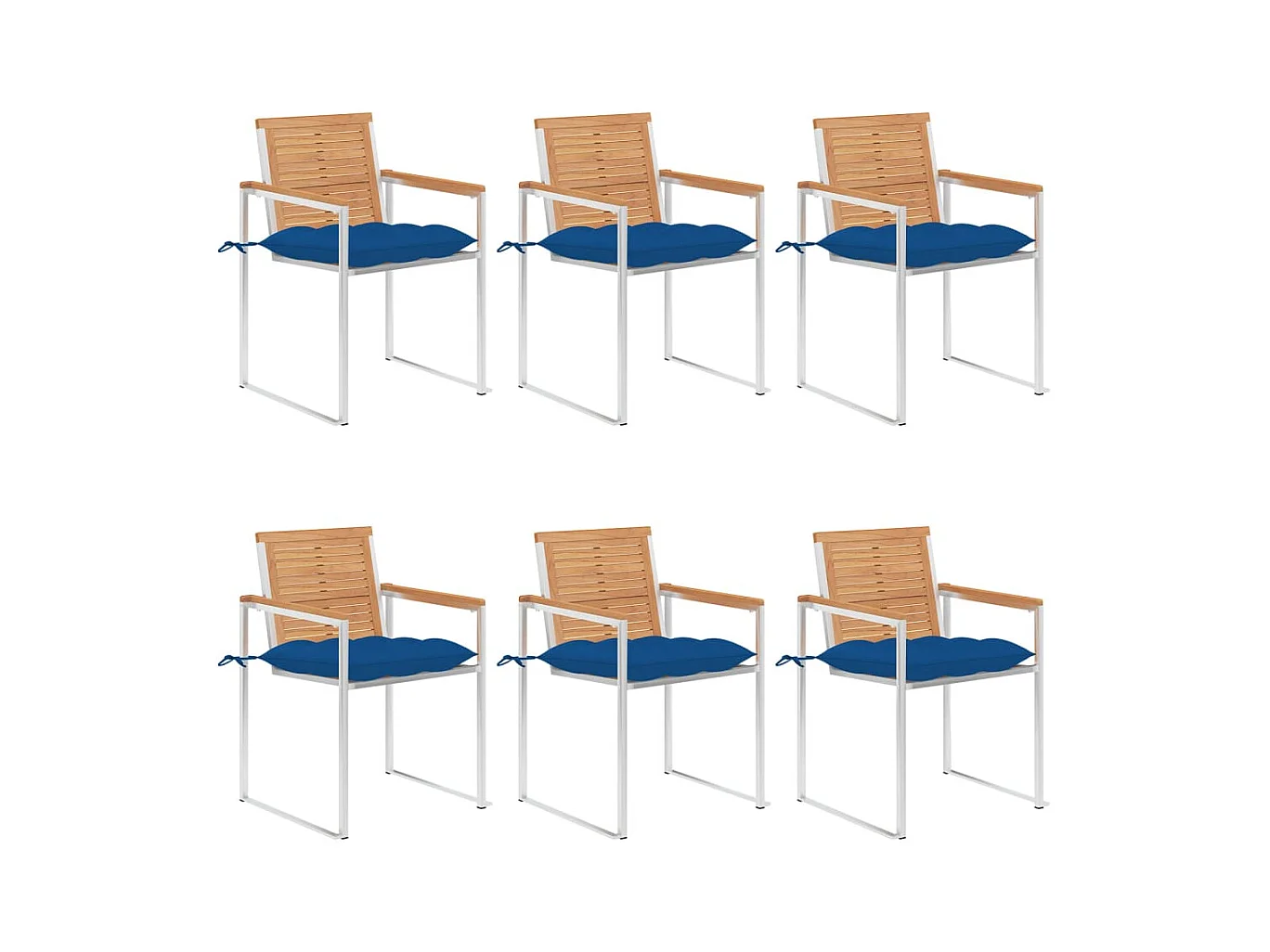 Tuinstoelen 6 st met kussens massief teakhout