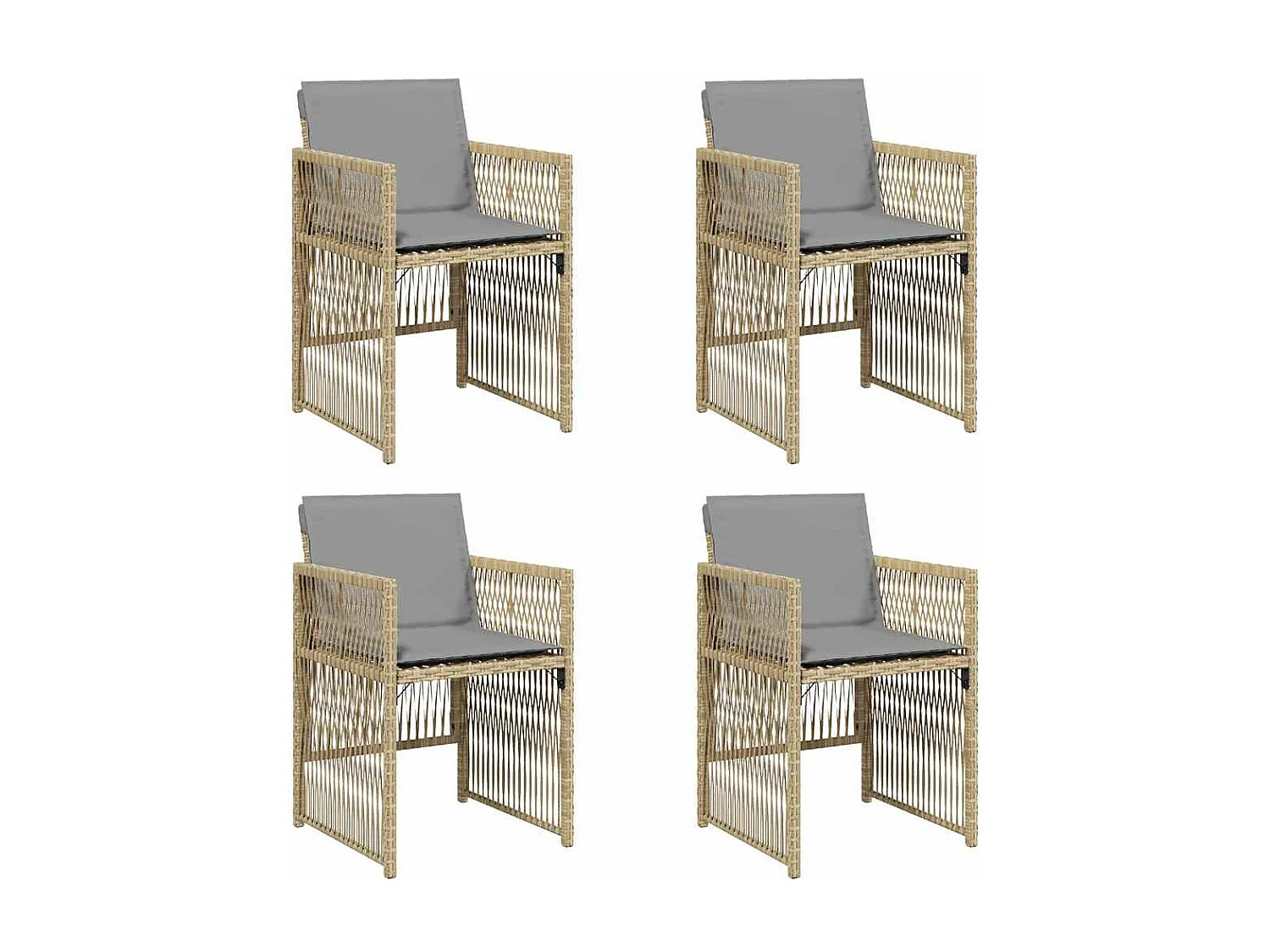 Chaises de jardin avec coussins lot de 4 mélange beige