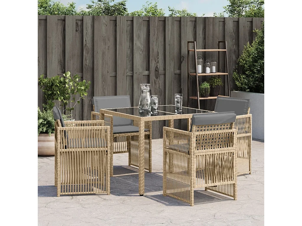 Chaises de jardin avec coussins lot de 4 mélange beige