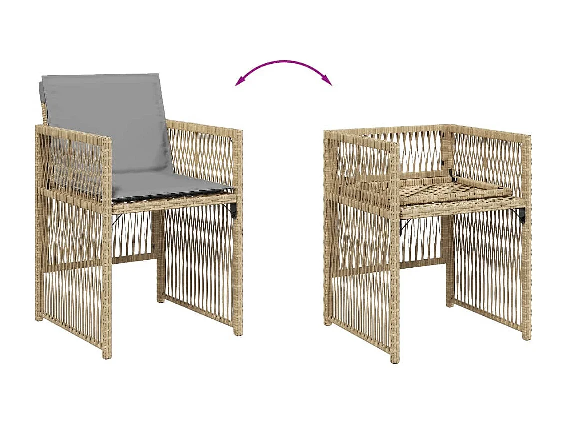 Chaises de jardin avec coussins lot de 4 mélange beige