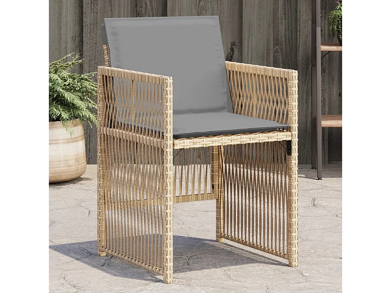 Chaises de jardin avec coussins lot de 4 mélange beige
