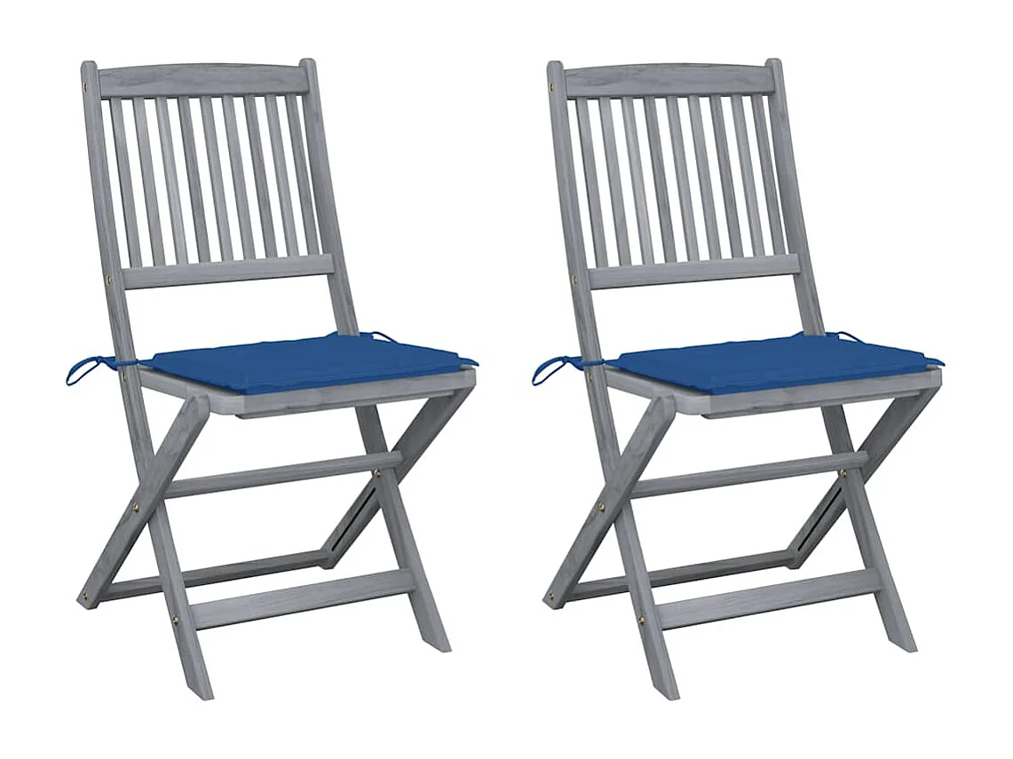 Tuinstoelen 2 stukkeninklapbaar met kussens massief acaciahout