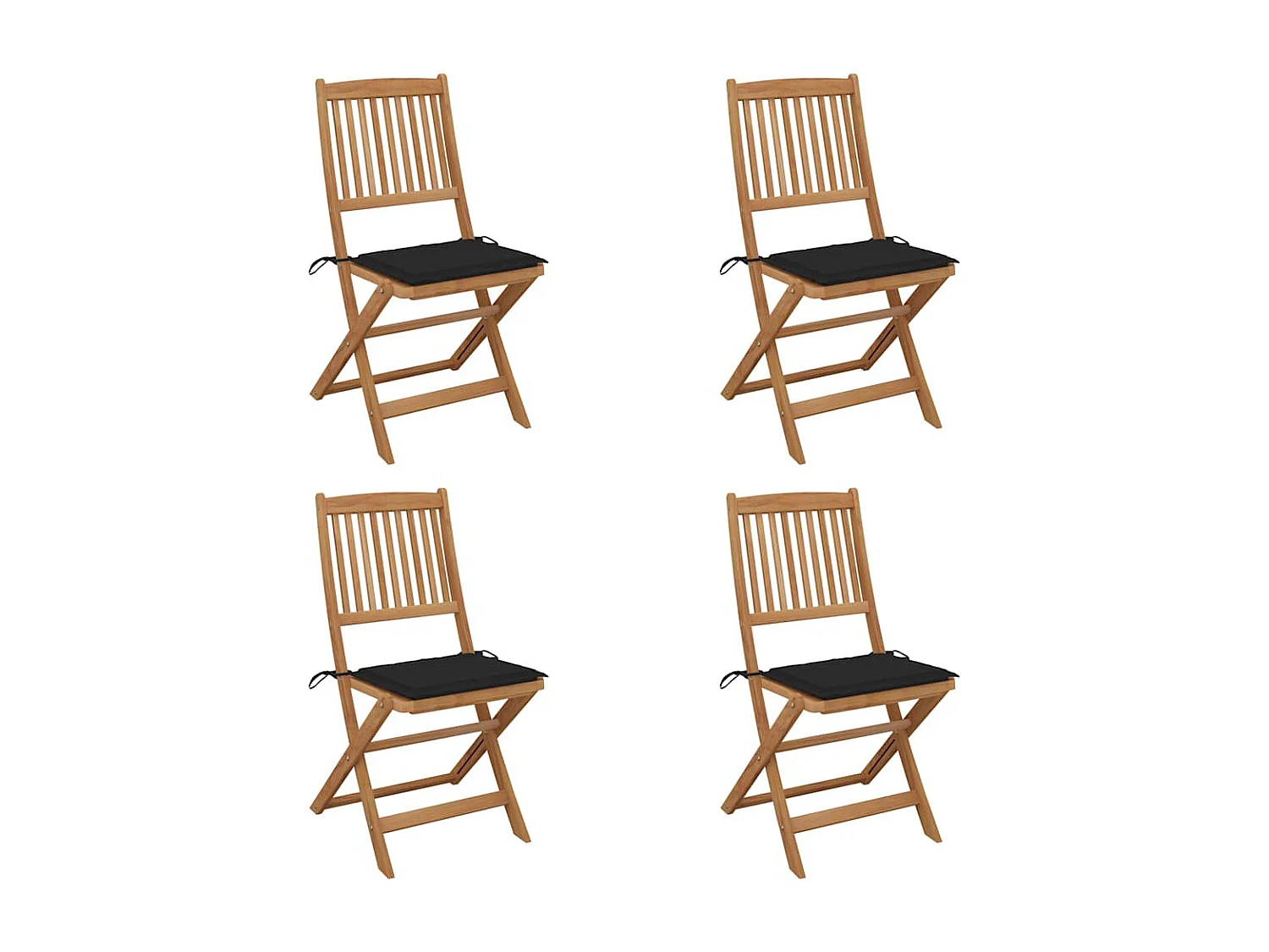 Chaises pliables de jardin 4 pièces avec coussins Bois d'acacia