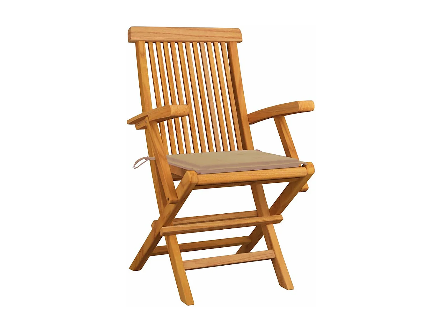 Sillas de jardín 2 unidades madera maciza de teca con cojines beige