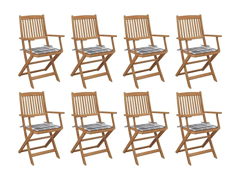 Chaises pliables d'extérieur avec coussins 8 pièces Bois d'acacia