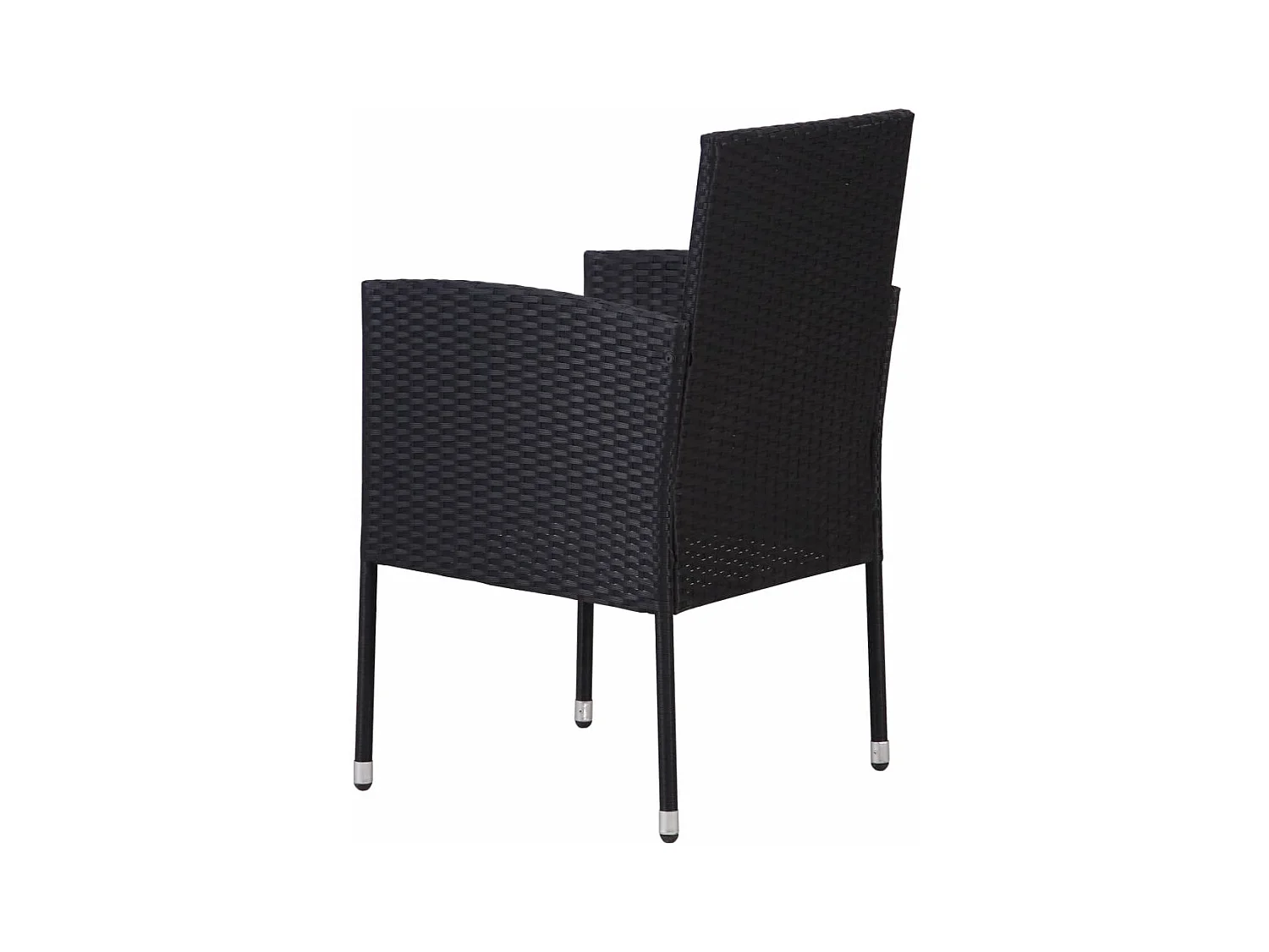 Tuinstoelen 4 st met crèmewitte kussens poly rattan zwart