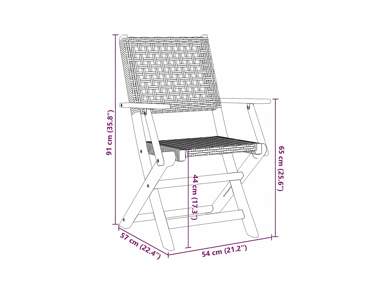 Chaises de jardin pliantes lot de 8 noir poly rotin bois massif