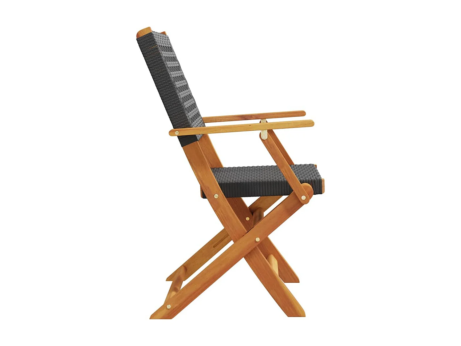 Chaises de jardin pliantes lot de 8 noir poly rotin bois massif