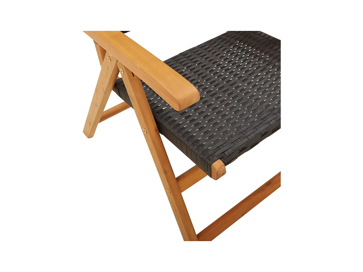 Chaises inclinables de jardin lot de 8 noir rotin bois massif