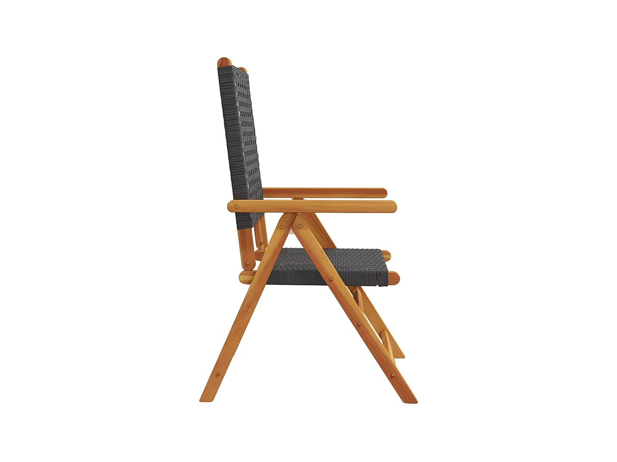 Chaises inclinables de jardin lot de 8 noir rotin bois massif