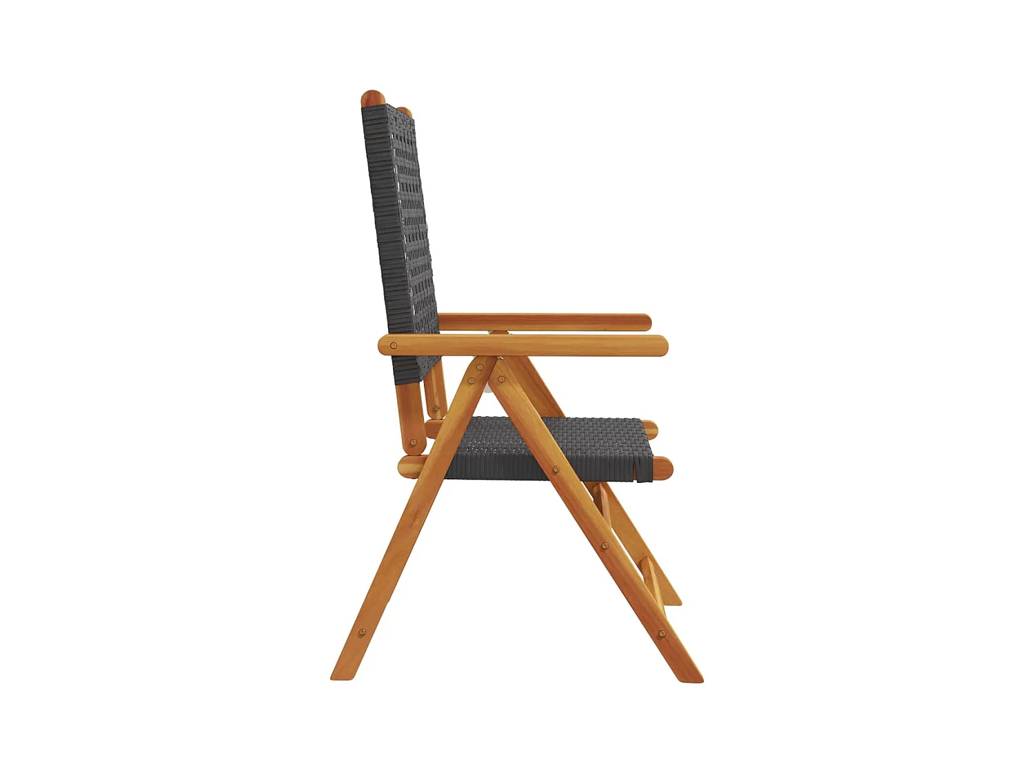 Chaises inclinables de jardin lot de 8 noir rotin bois massif