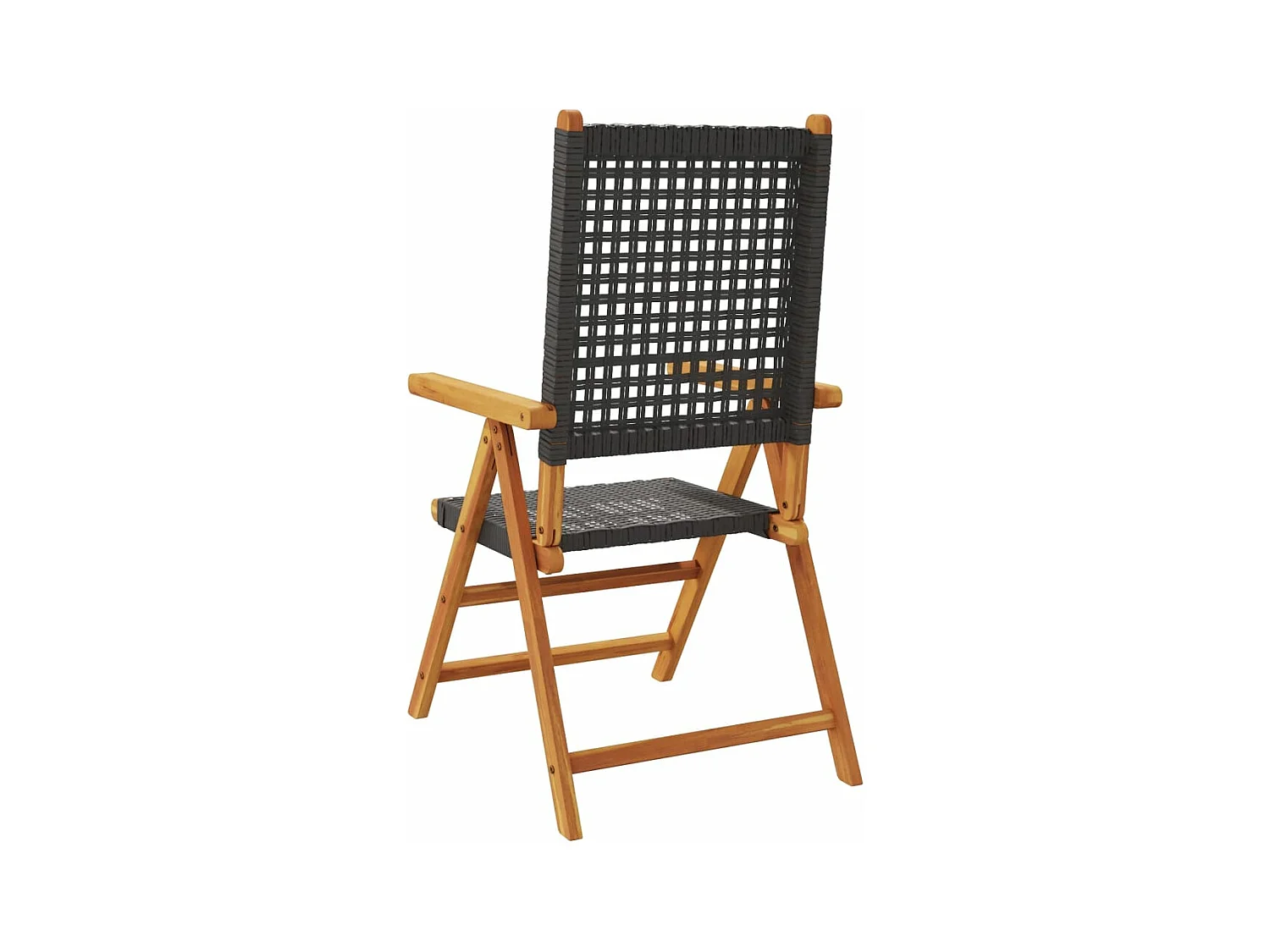 Chaises inclinables de jardin lot de 8 noir rotin bois massif
