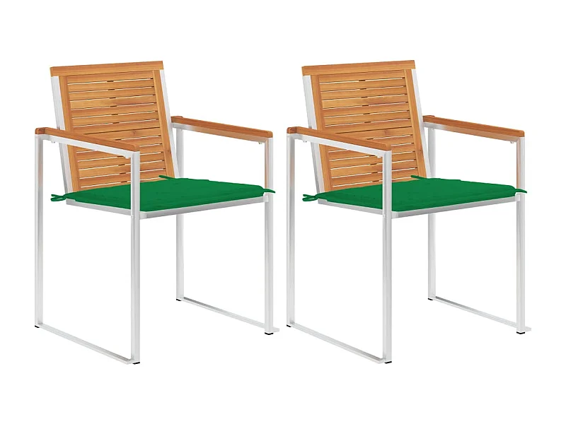 Chaises de jardin avec coussins 2 pièces Acacia solide et acier