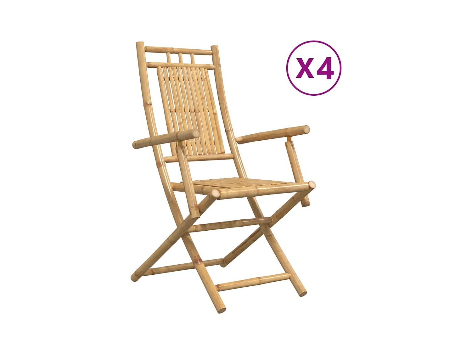 Chaises pliables de jardin lot de 4 53x66x99 cm bambou