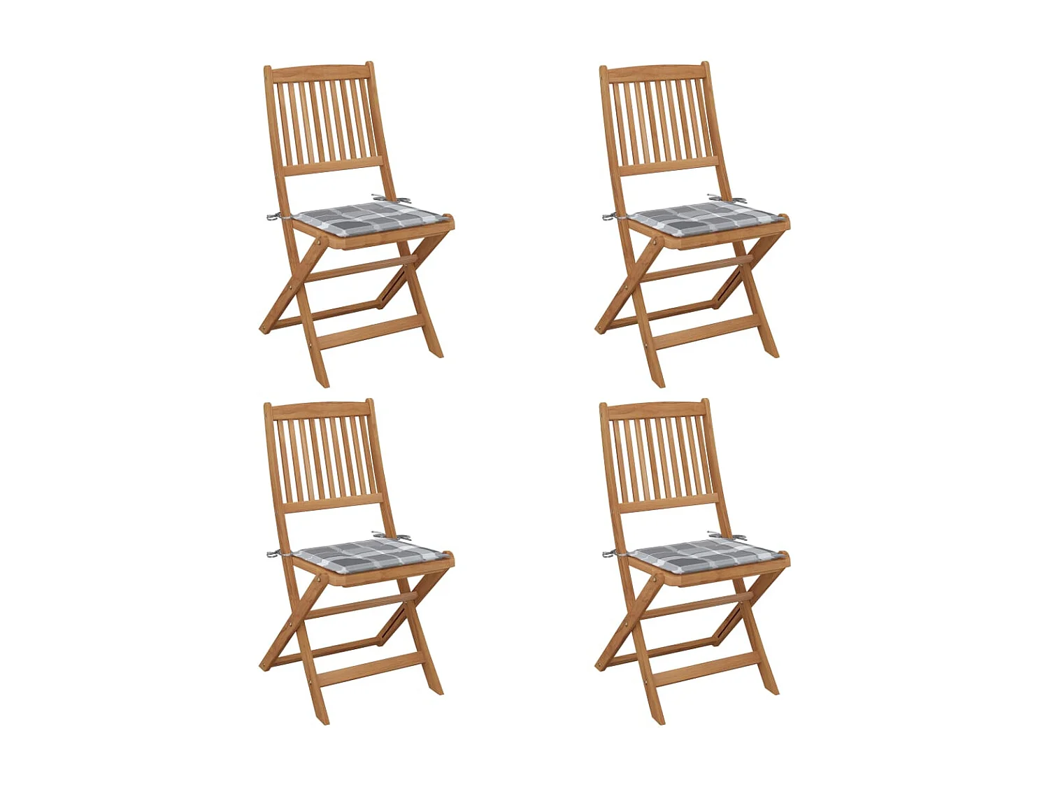 Chaises pliables de jardin 4 pièces avec coussins Bois d'acacia