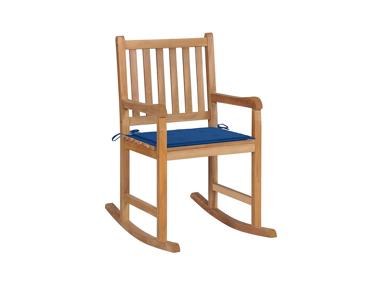 Chaise à bascule avec coussin bleu royal Bois de teck solide