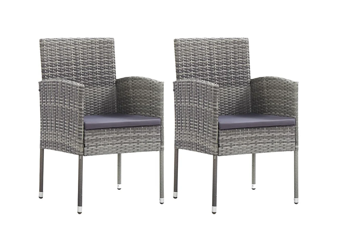 Chaises de jardin coussins gris foncé 2 pièces résine tressée