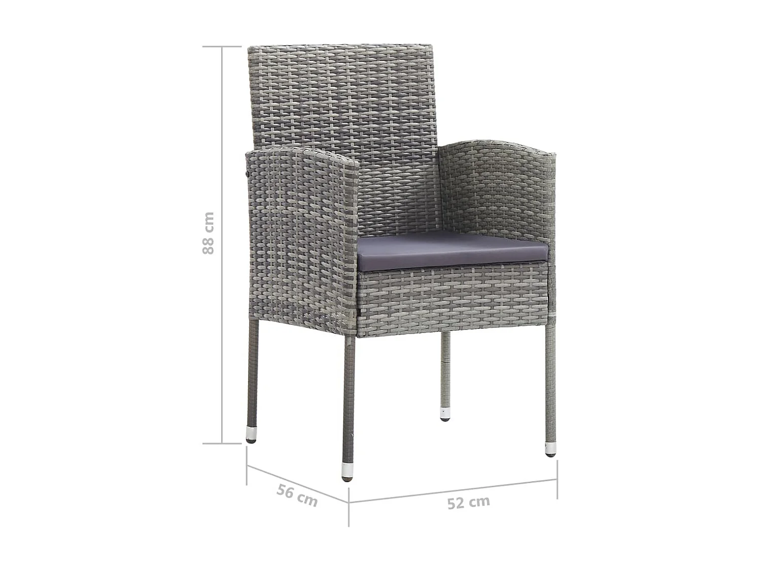 Chaises de jardin coussins gris foncé 2 pièces résine tressée