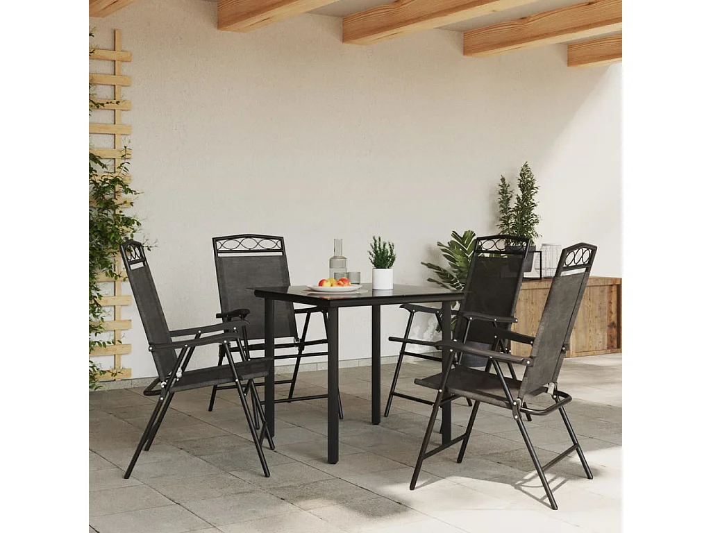 Chaises de jardin pliables lot de 4 en acier et textilène