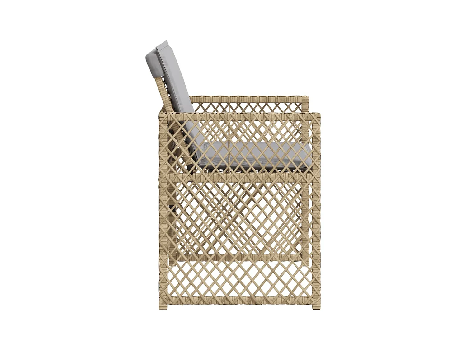 Cadeiras de jardim com almofadões 4 peças vime PE bege misturado