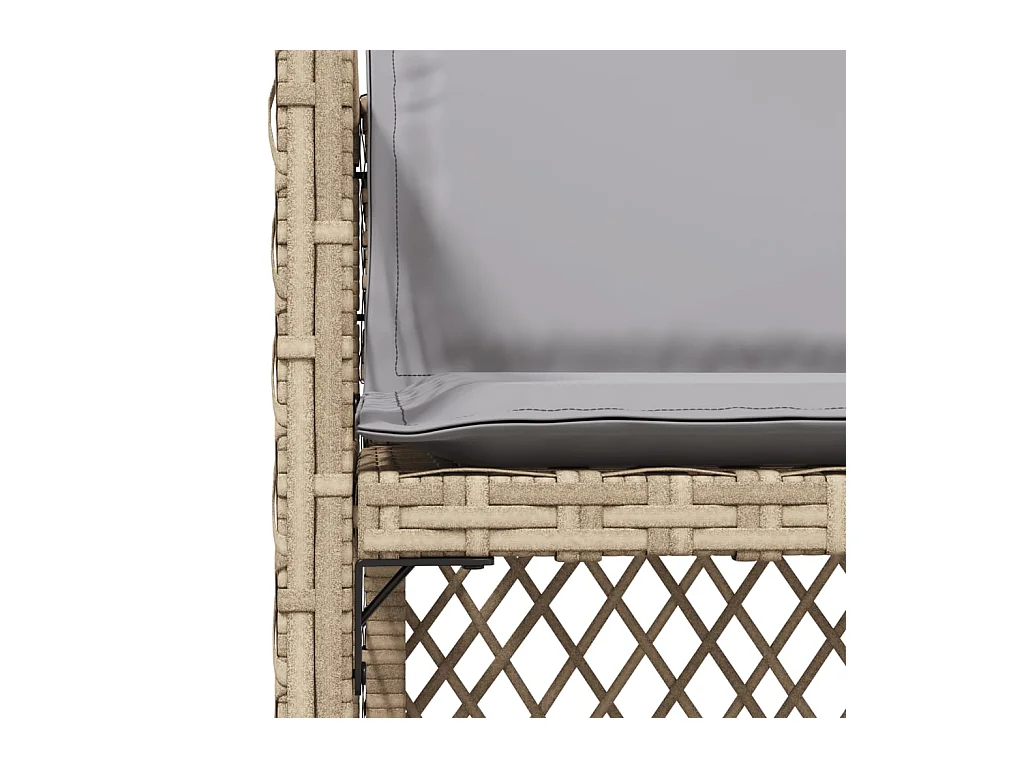 Cadeiras de jardim com almofadões 4 peças vime PE bege misturado