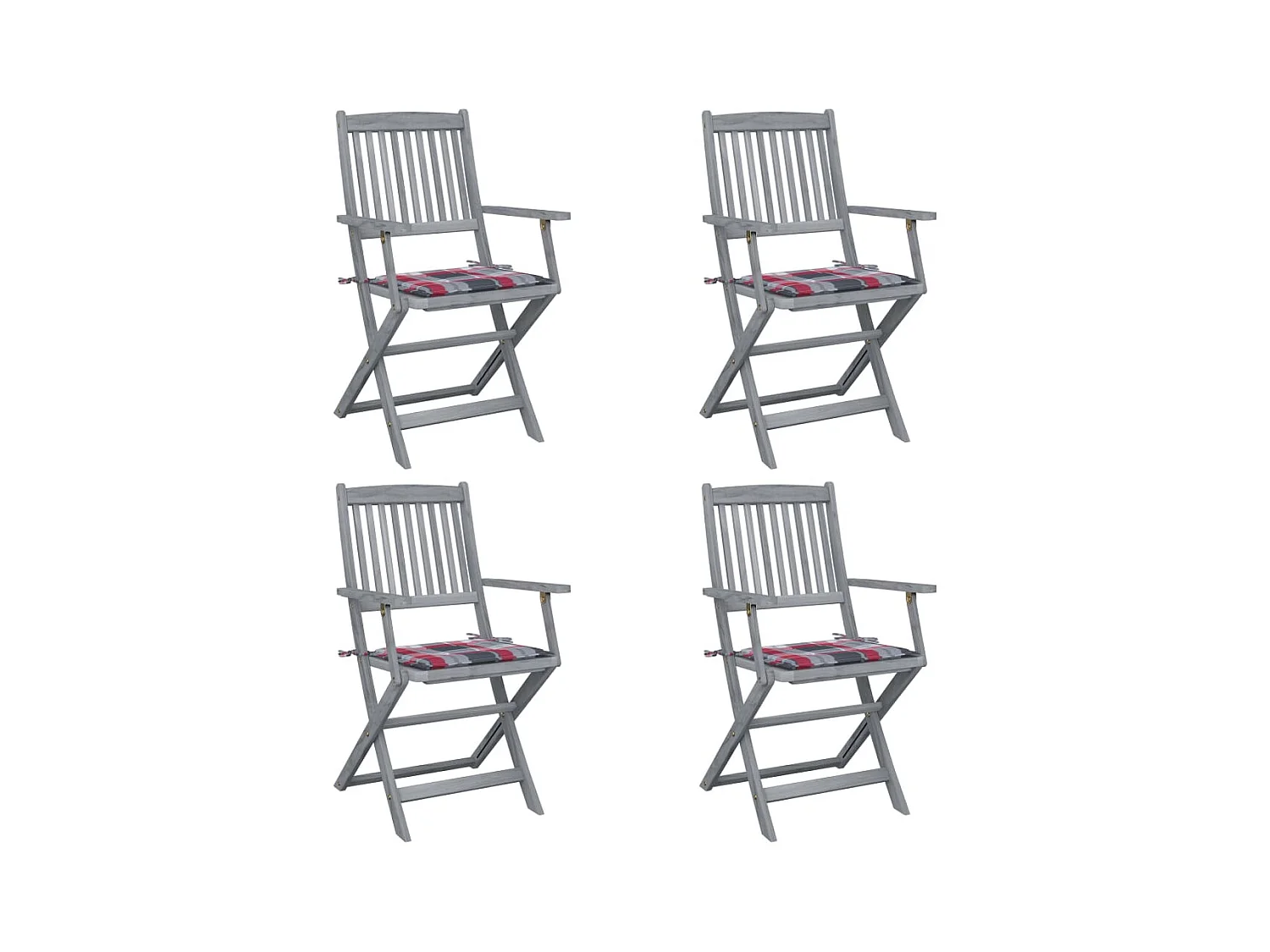 Chaises pliables d'extérieur 4 pièces avec coussins Bois d'acacia