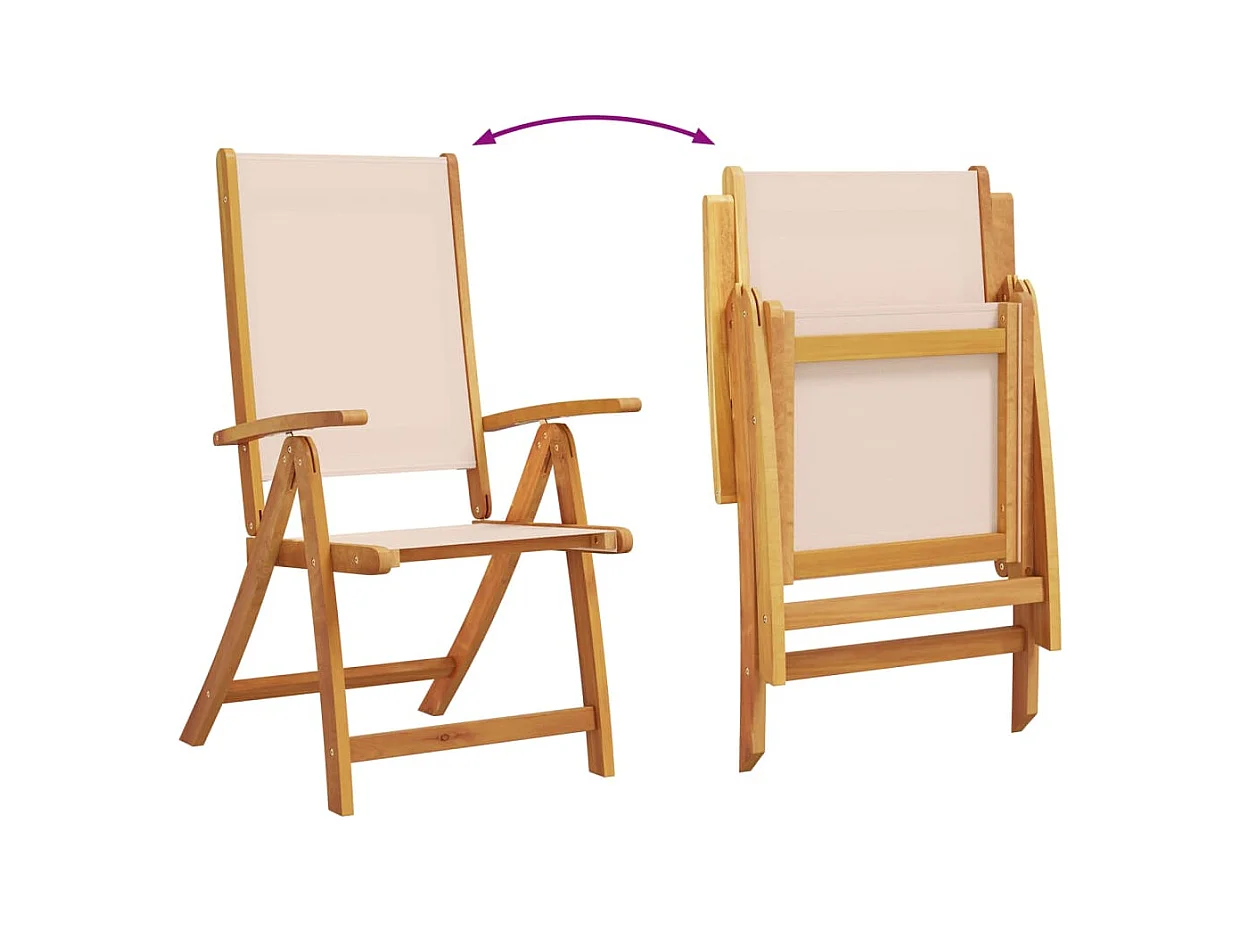Sillas de jardín plegables 4 unidades madera maciza acacia textileno