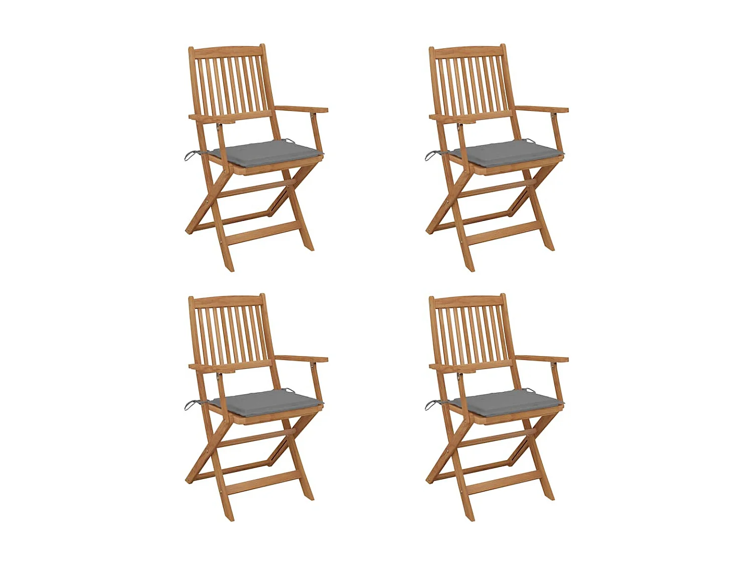 Chaises pliables de jardin 4 pièces avec coussins Bois d'acacia