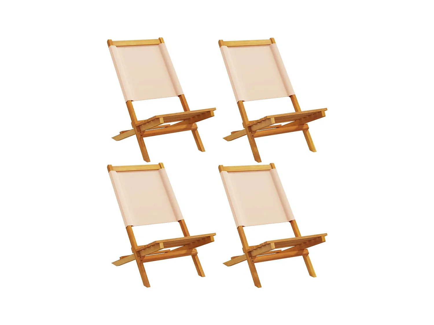 Chaises de jardin pliantes lot de 4 beige tissu et bois massif