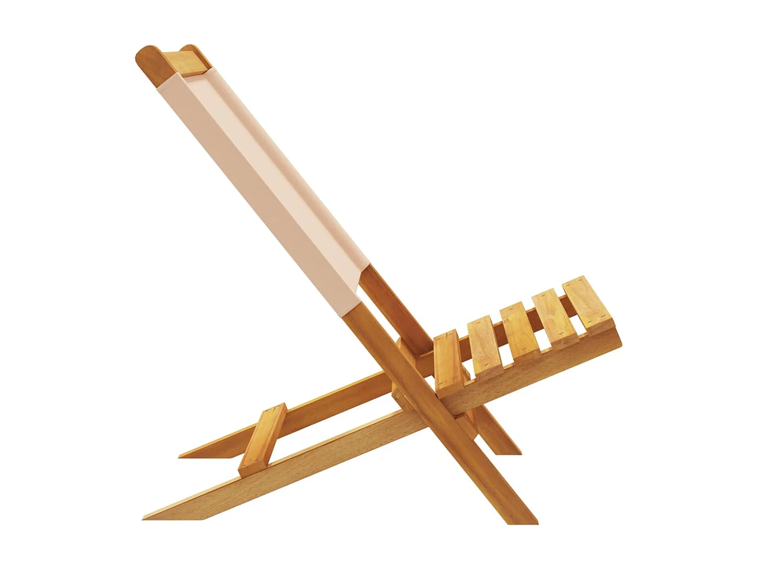 Chaises de jardin pliantes lot de 4 beige tissu et bois massif