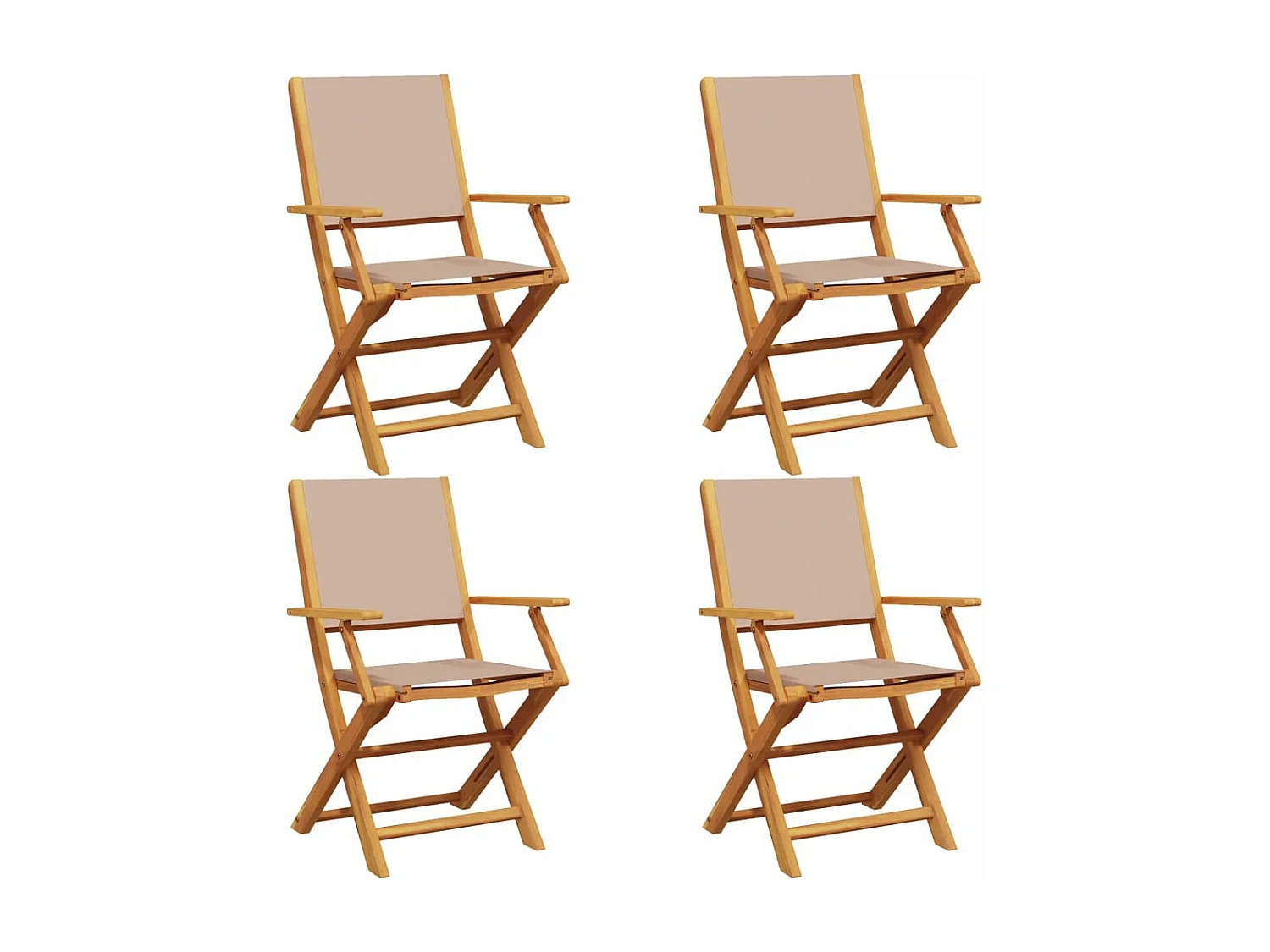 Chaises de jardin pliantes lot de 4 taupe tissu et bois massif