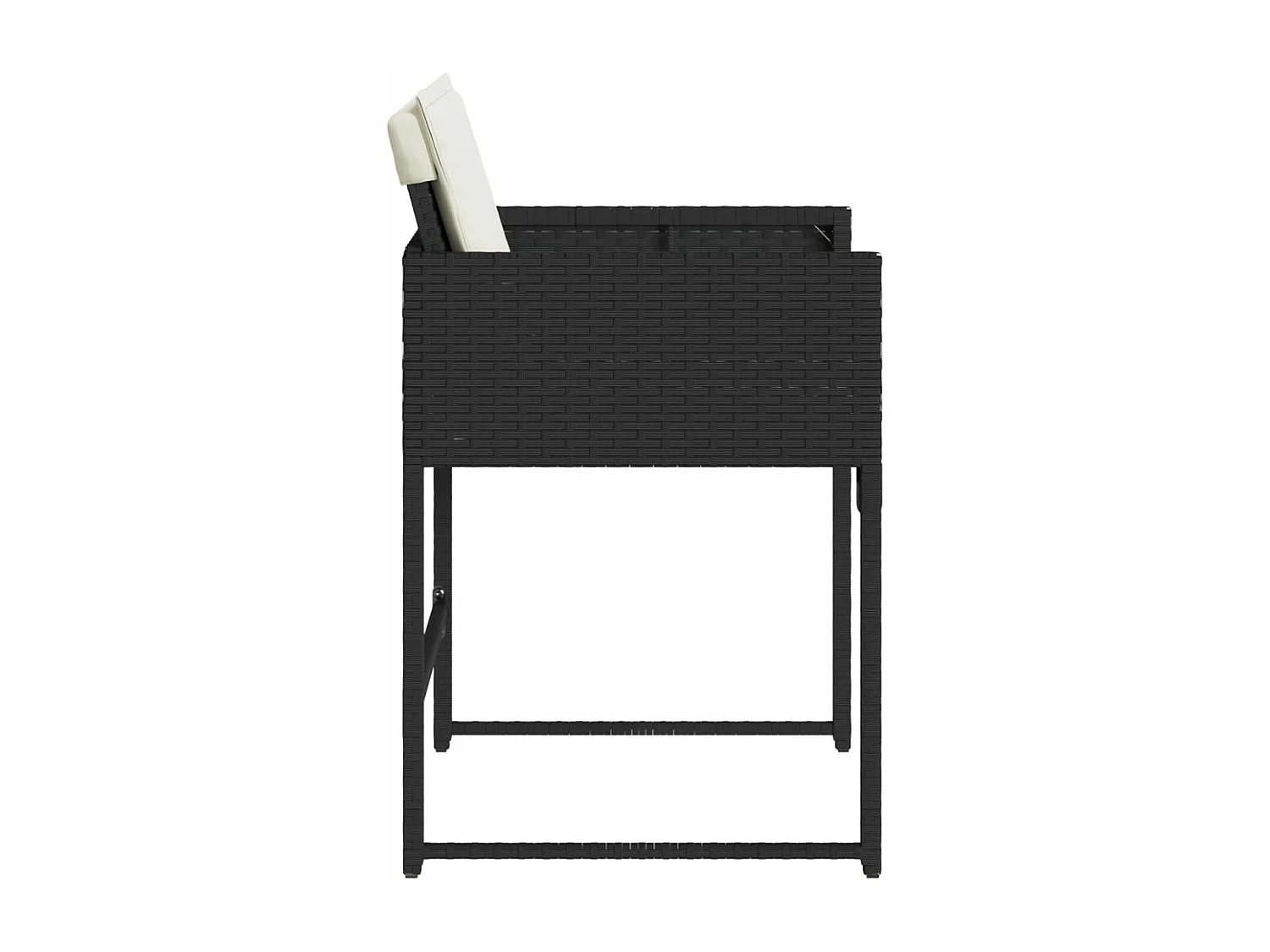 Tuinstoelen 4 st met kussens poly rattan zwart