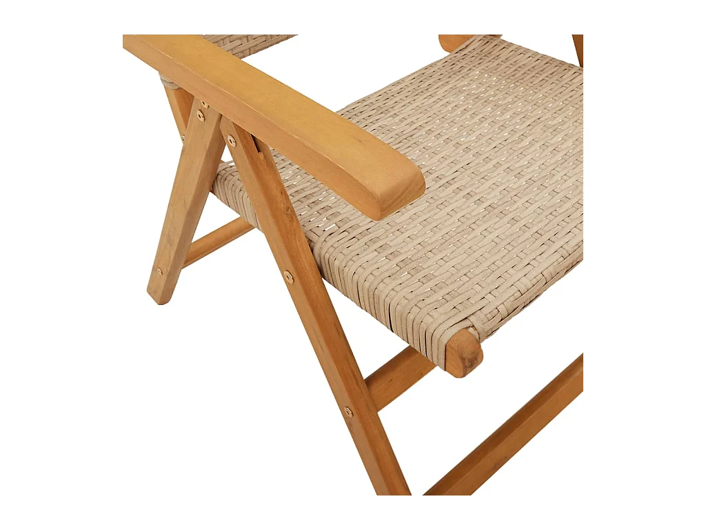 Sillas de jardín reclinables 8 unidades ratán PE madera maciza beige