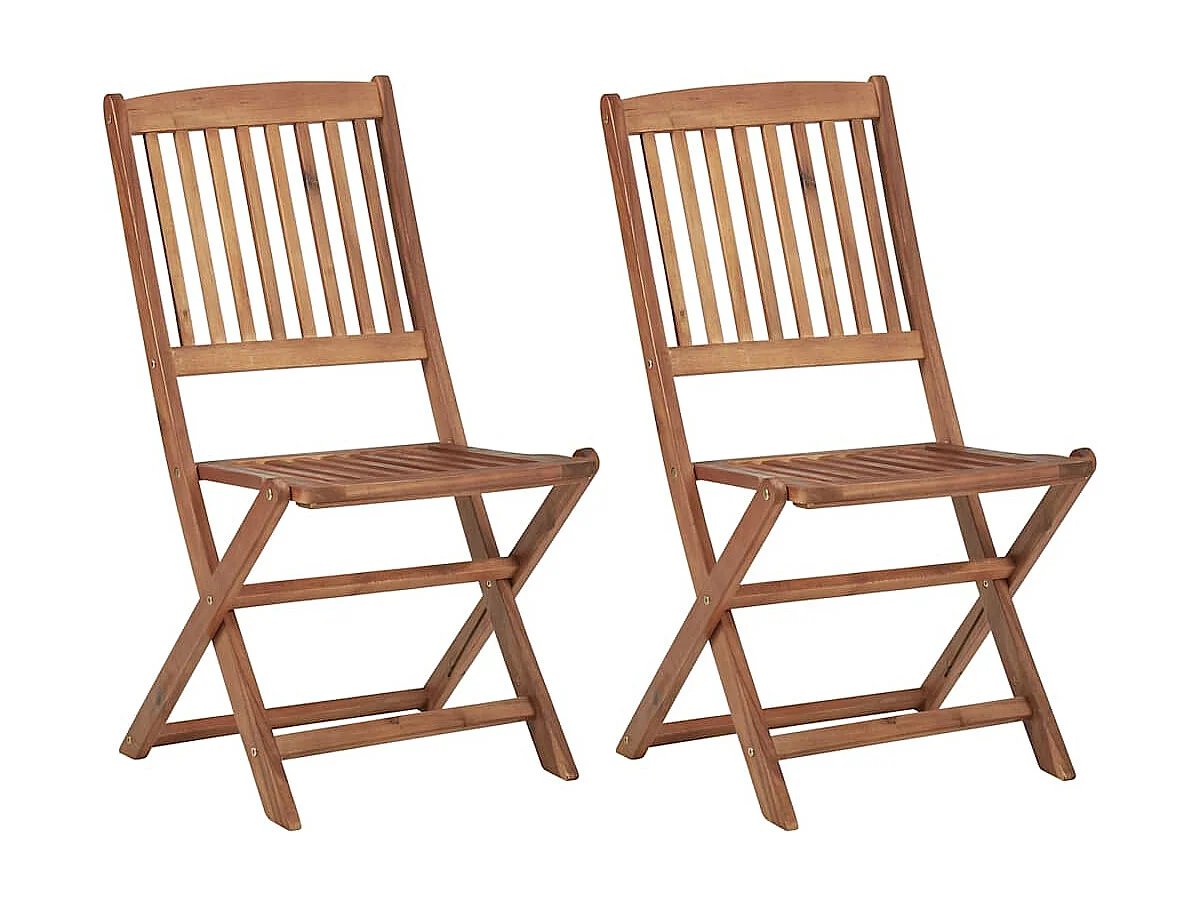 Chaises pliables de jardin 2 pièces avec coussins Bois d'acacia