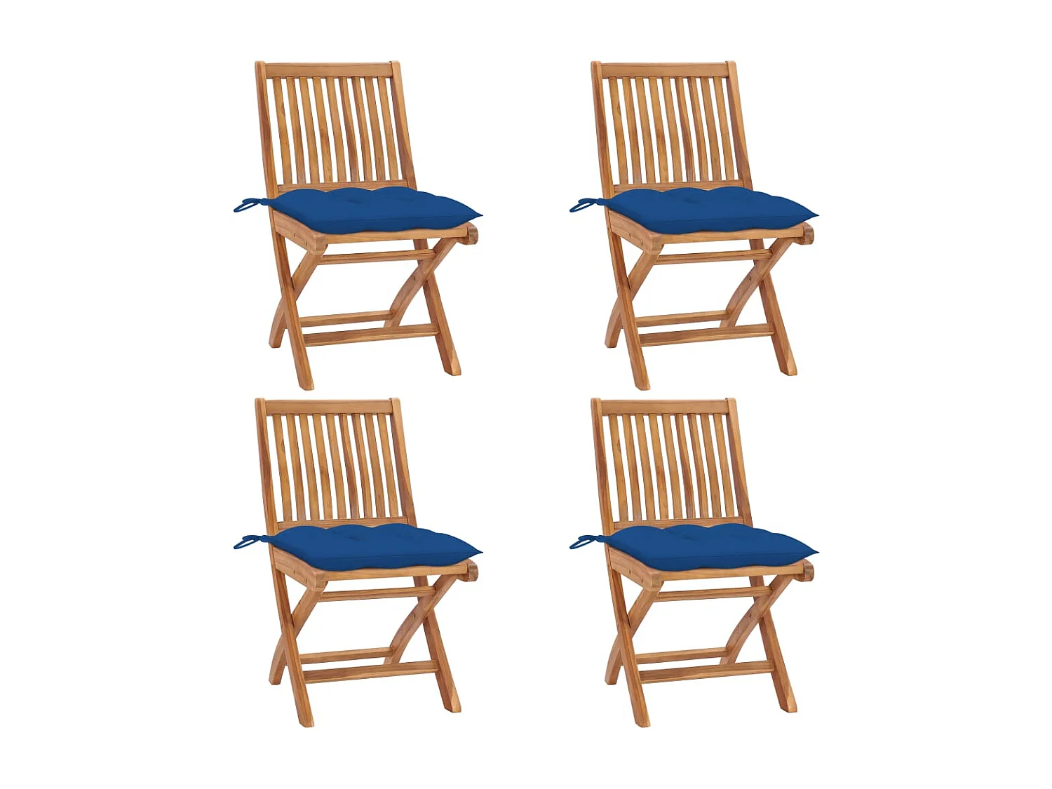 Chaises pliables de jardin avec coussins 4 pièces Teck solide
