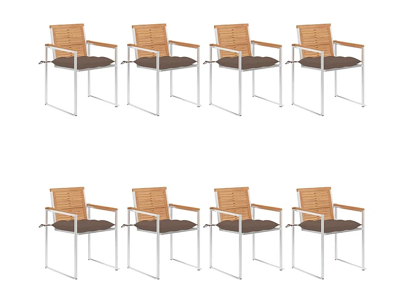 Tuinstoelen 8 st met kussens massief teakhout