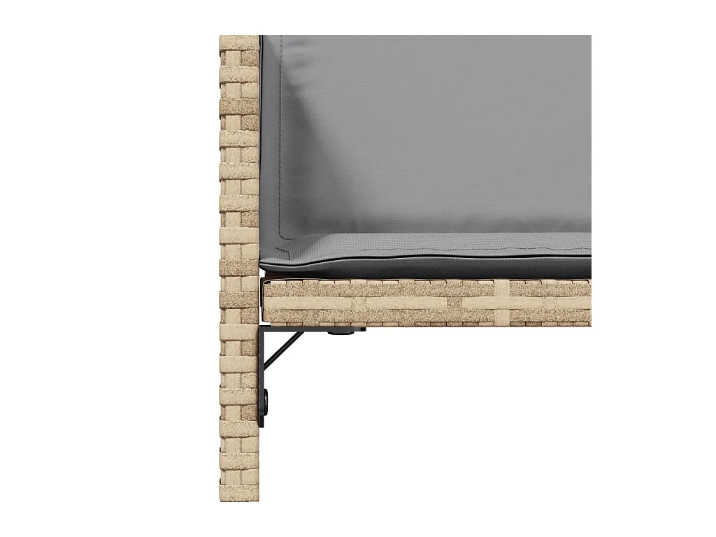 Tuinstoelen 4 st met kussens poly rattan gemengd beige