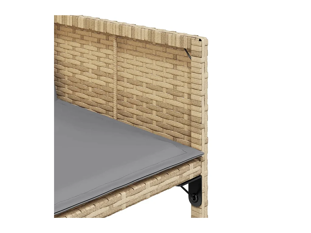 Tuinstoelen 4 st met kussens poly rattan gemengd beige