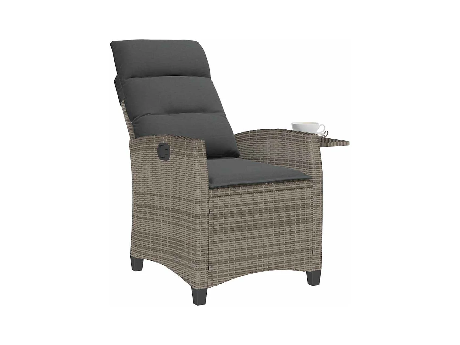 Chaise de jardin inclinable avec table d'appoint gris polyrotin