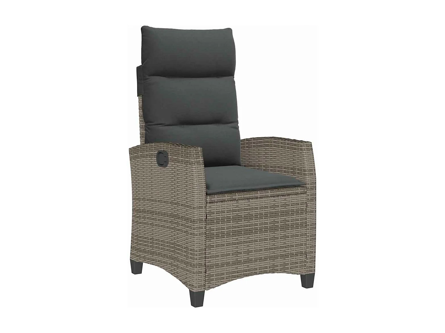 Cadeira de jardim reclinável com mesa de apoio vime PE cinzento