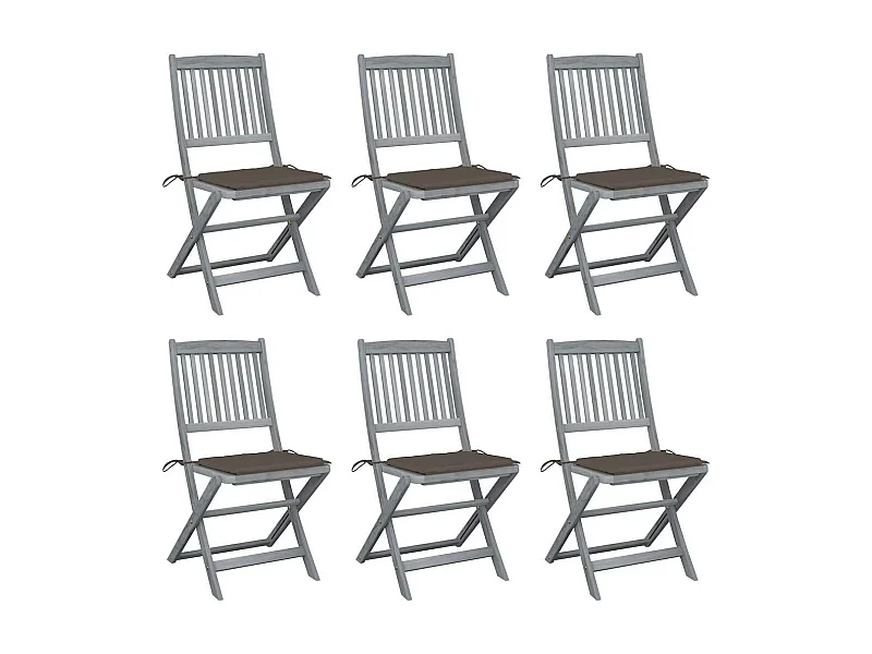 Chaises pliables d'extérieur 6 pièces avec coussins Bois d'acacia