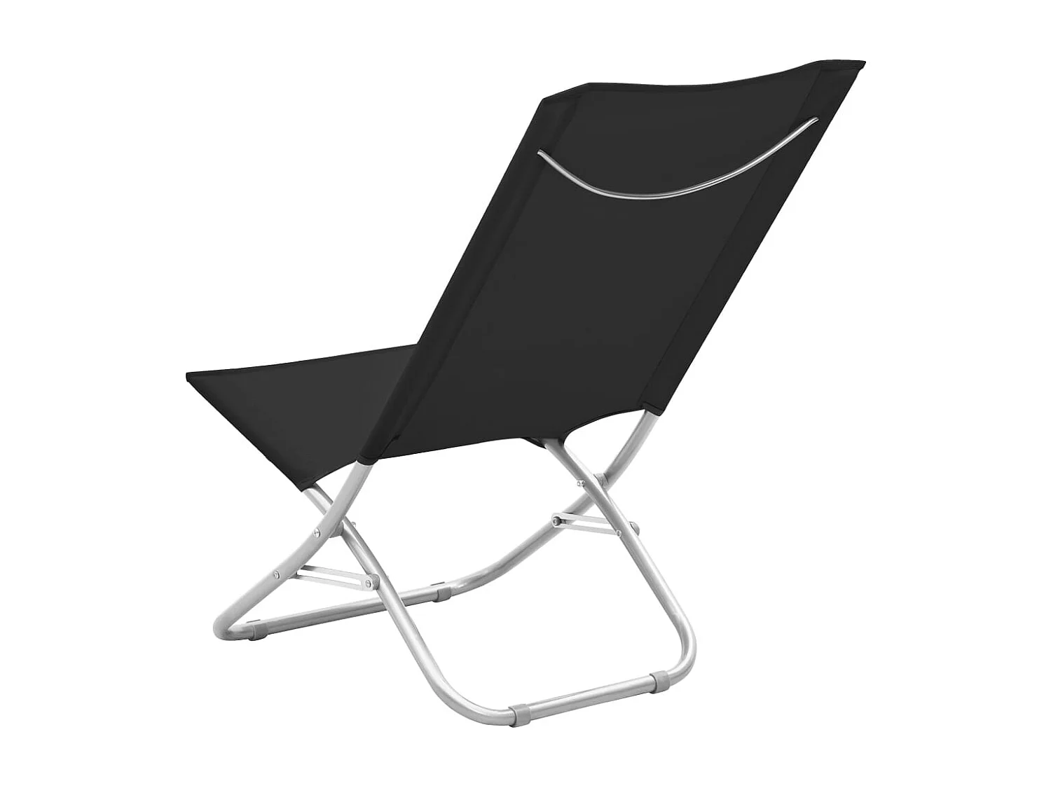 Chaises de plage pliables 2 pièces Noir Tissu
