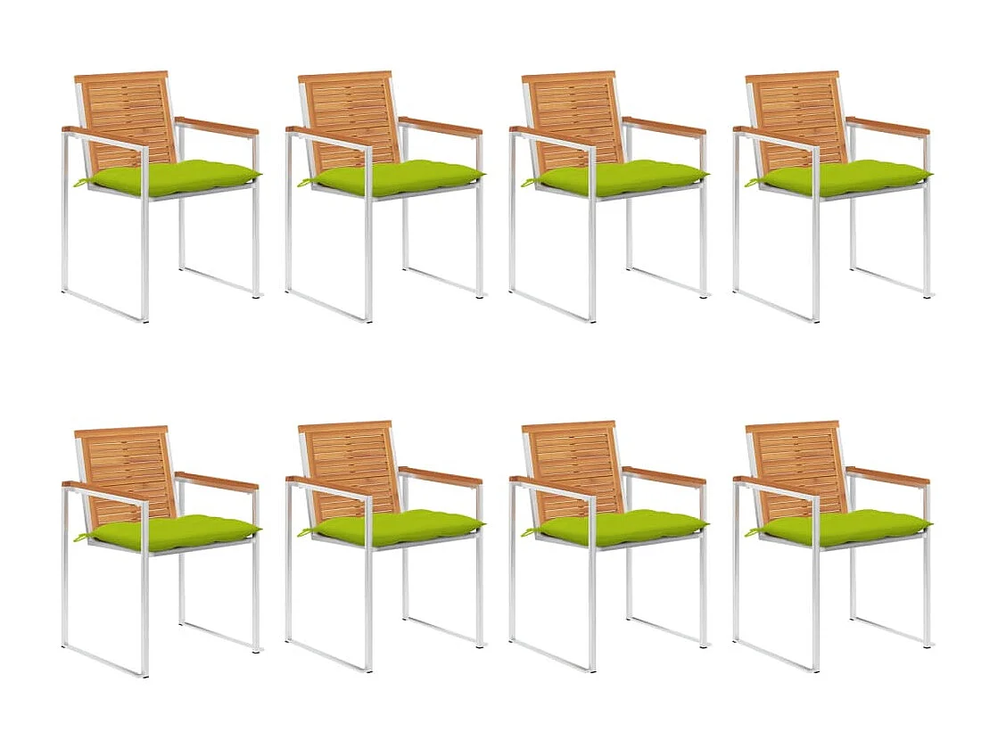 Chaises de jardin 8 pièces avec coussins Bois d'acacia solide