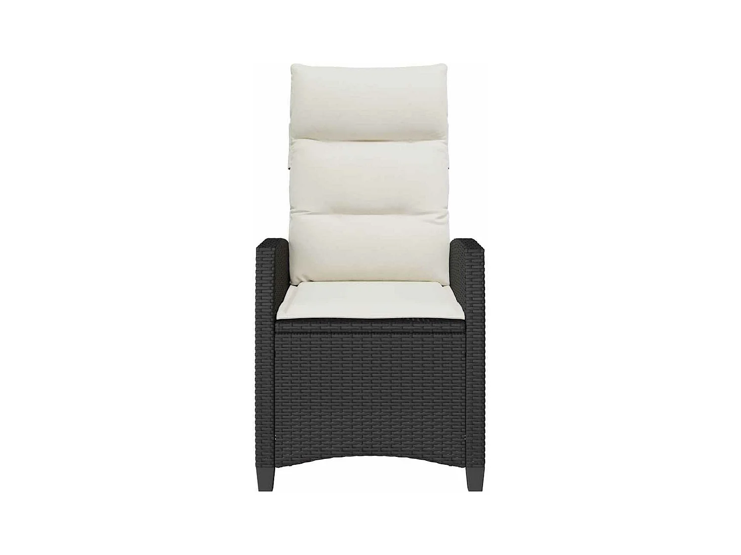 Verstelbare tuinstoel met bijzettafel poly rattan zwart