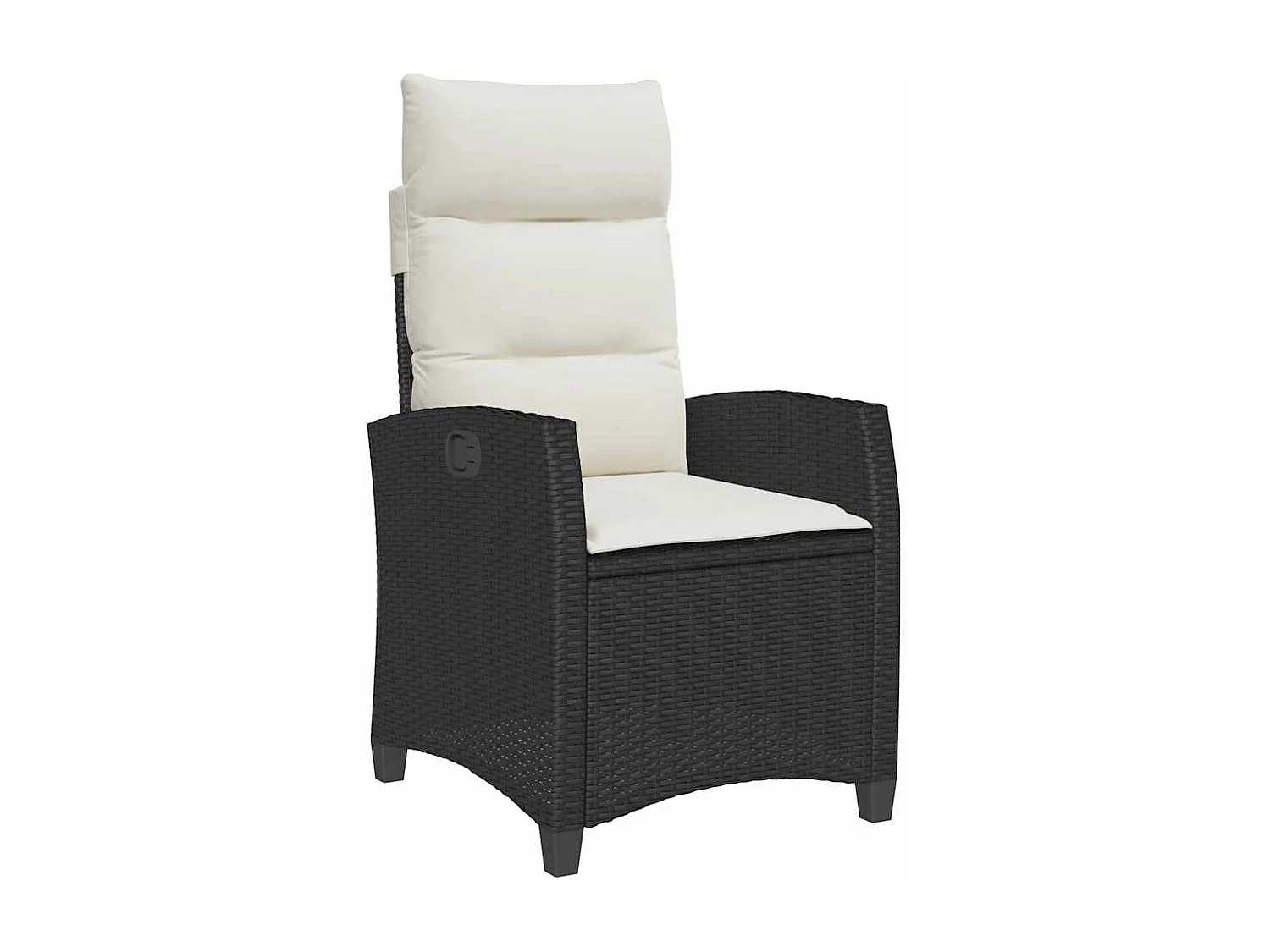 Cadeira de jardim reclinável com mesa de apoio vime PE preto