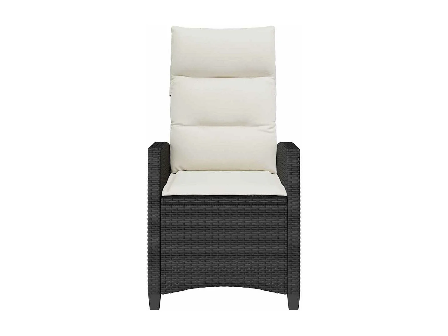 Cadeira de jardim reclinável com mesa de apoio vime PE preto