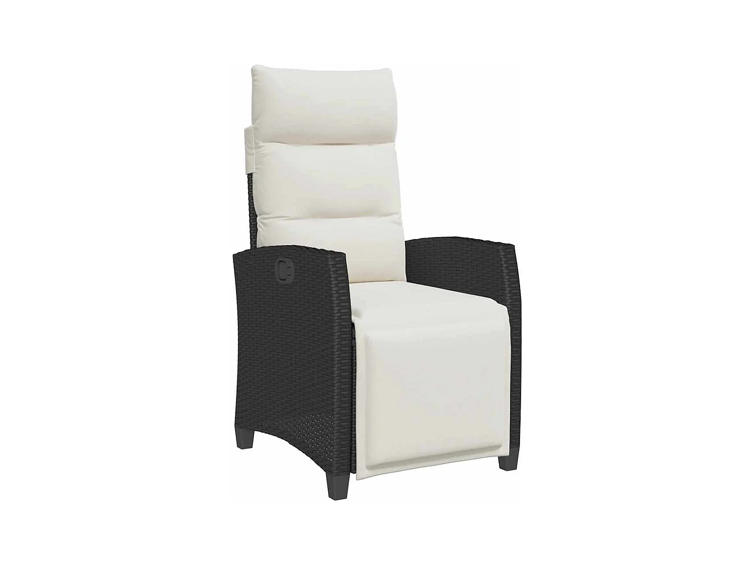 Verstelbare tuinstoel met bijzettafel poly rattan zwart