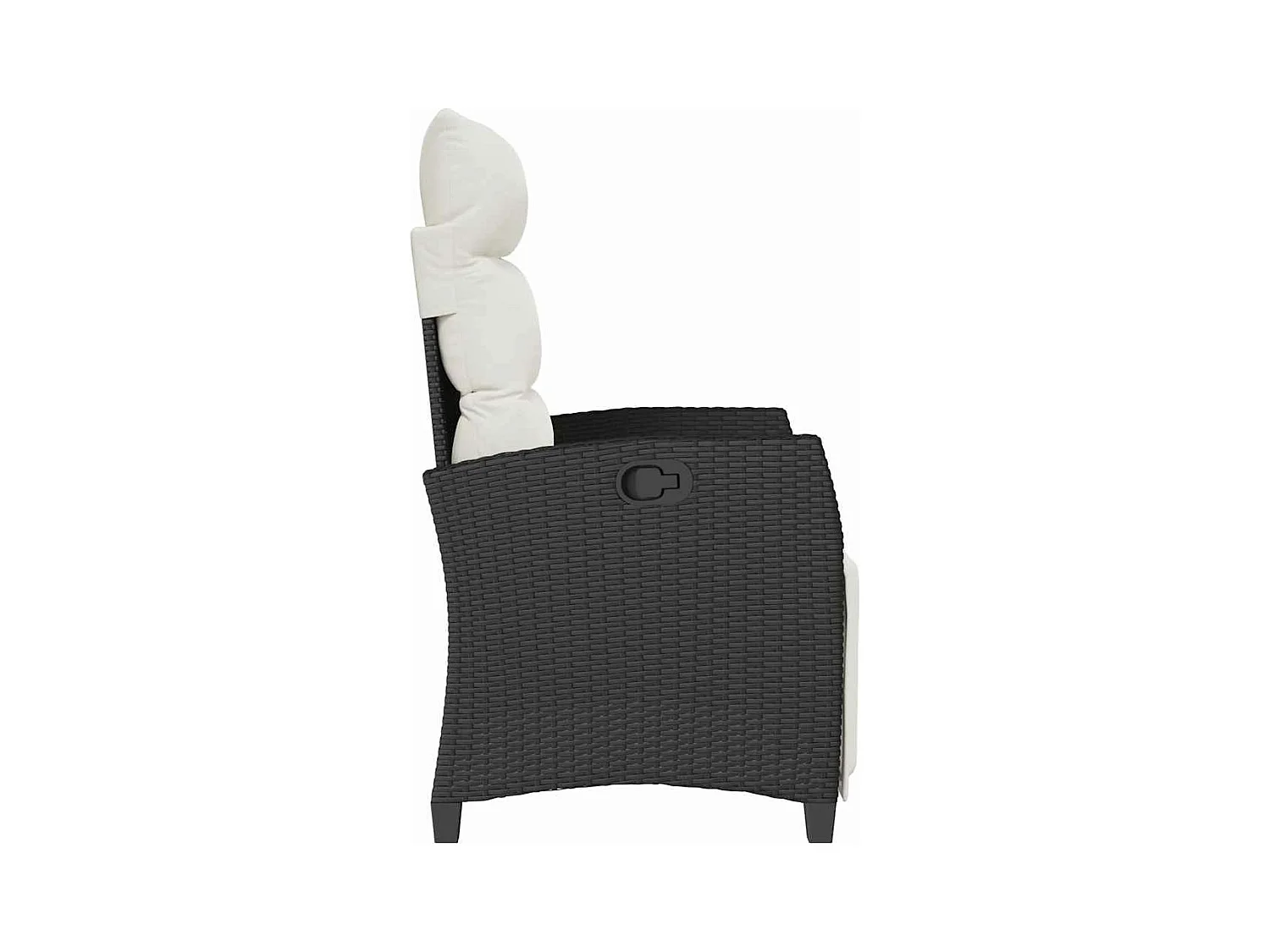 Verstelbare tuinstoel met bijzettafel poly rattan zwart