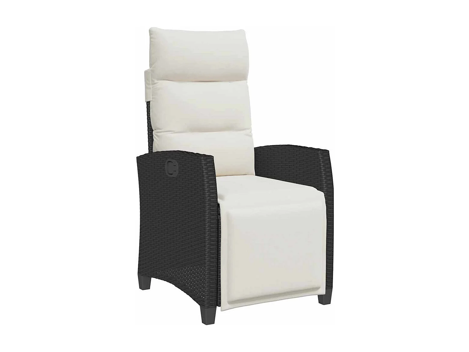 Cadeira de jardim reclinável com mesa de apoio vime PE preto